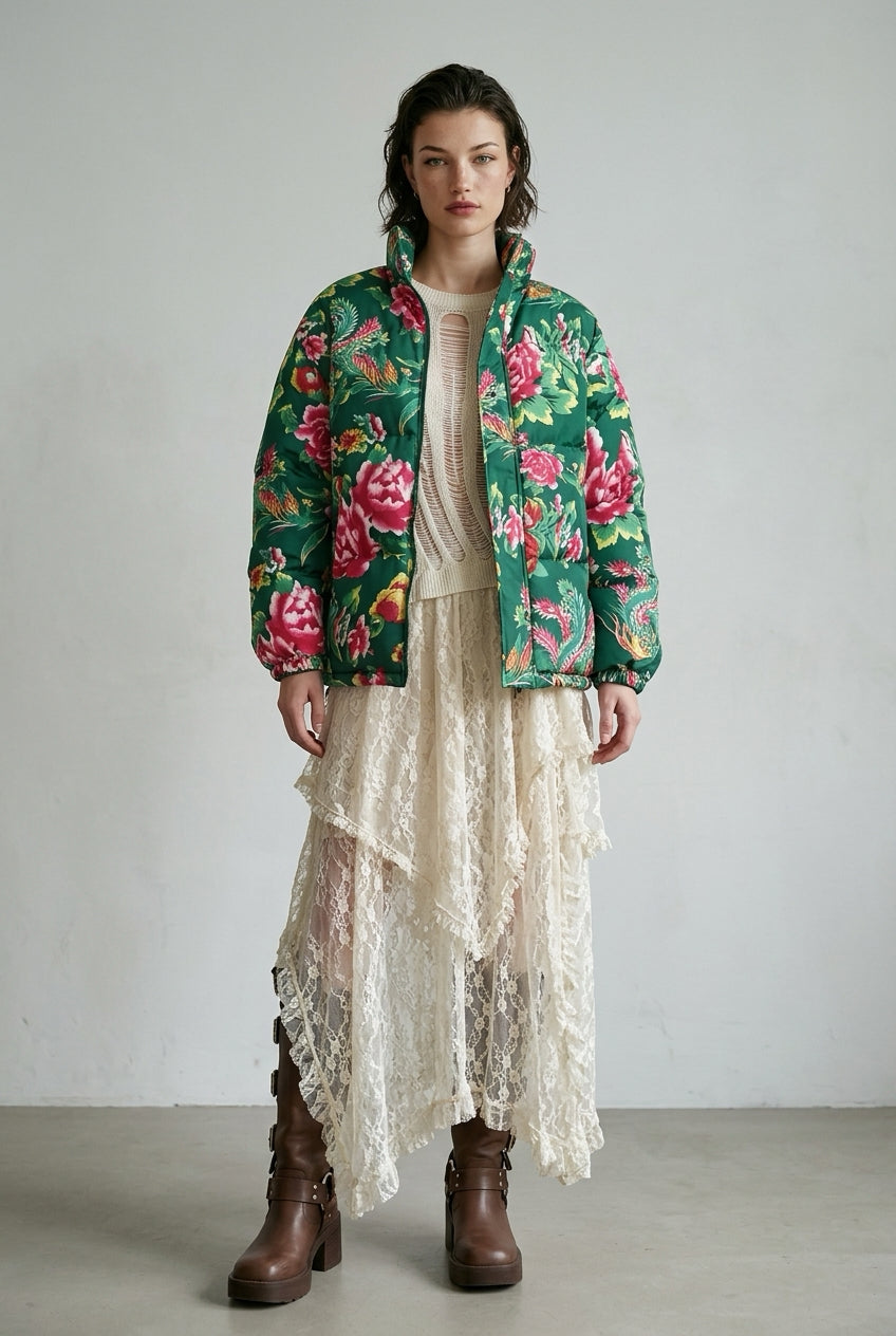 Jaqueta Parka flores