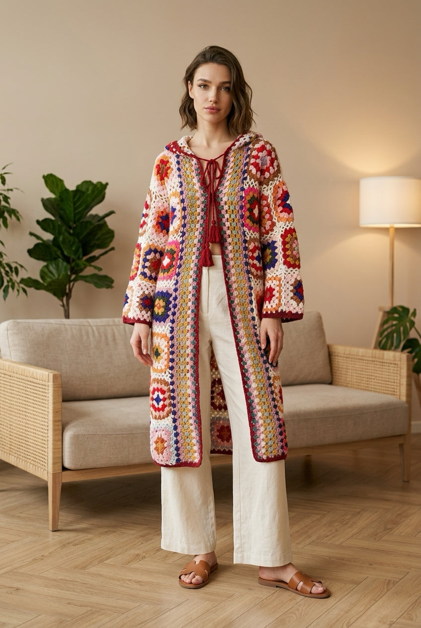 Cardigan crochê flowers TAM único