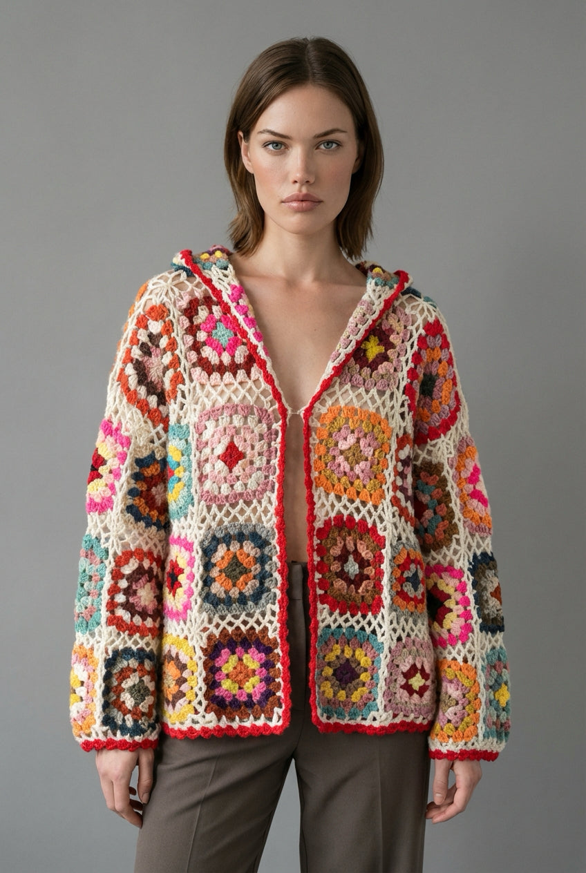 Boho cardigan crochê