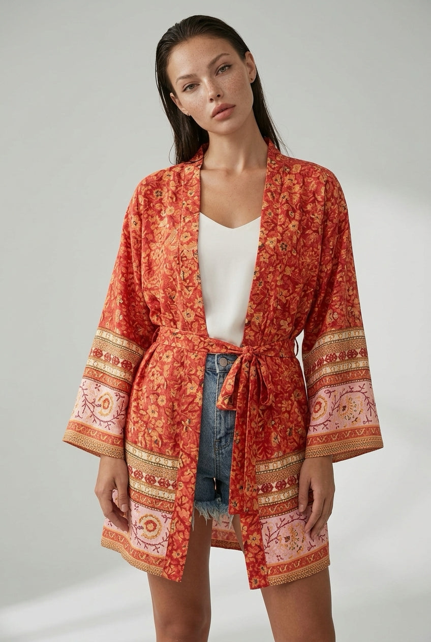 Kimono BOHO primavera mídi