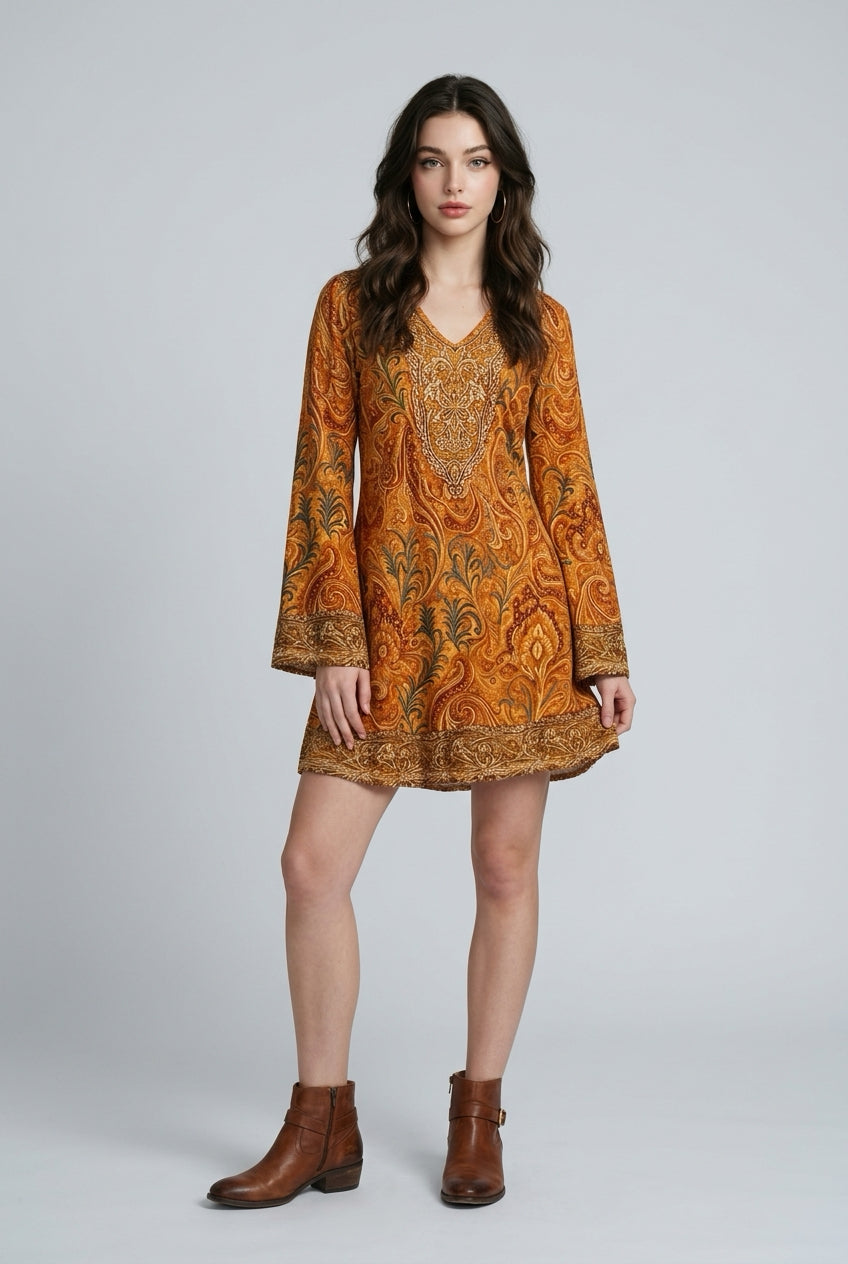 Vestido boho decote