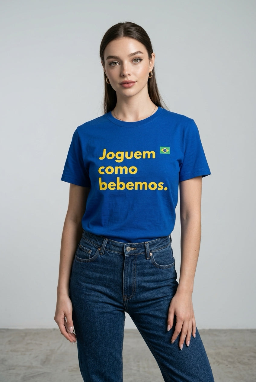 Camiseta Brasil Joguem como bebemos