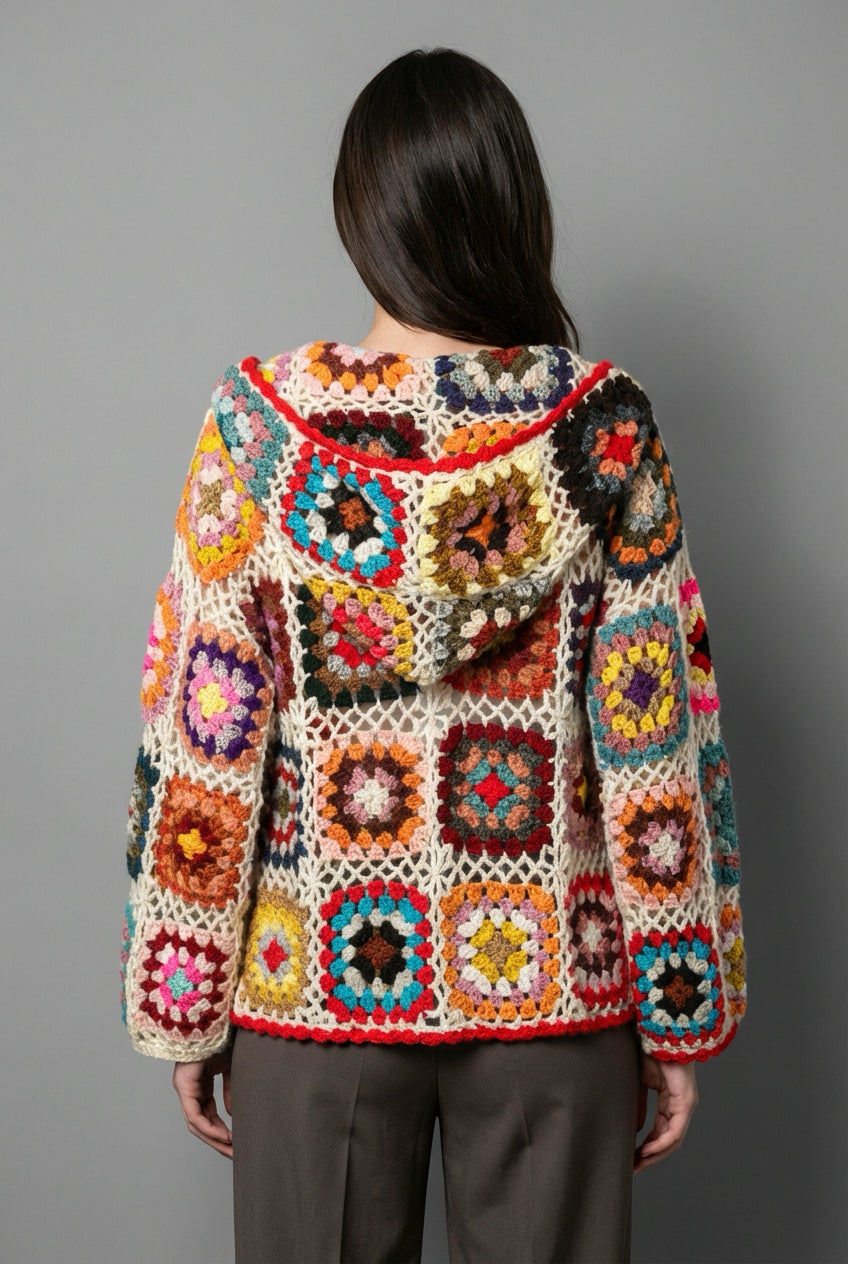 Boho cardigan crochê