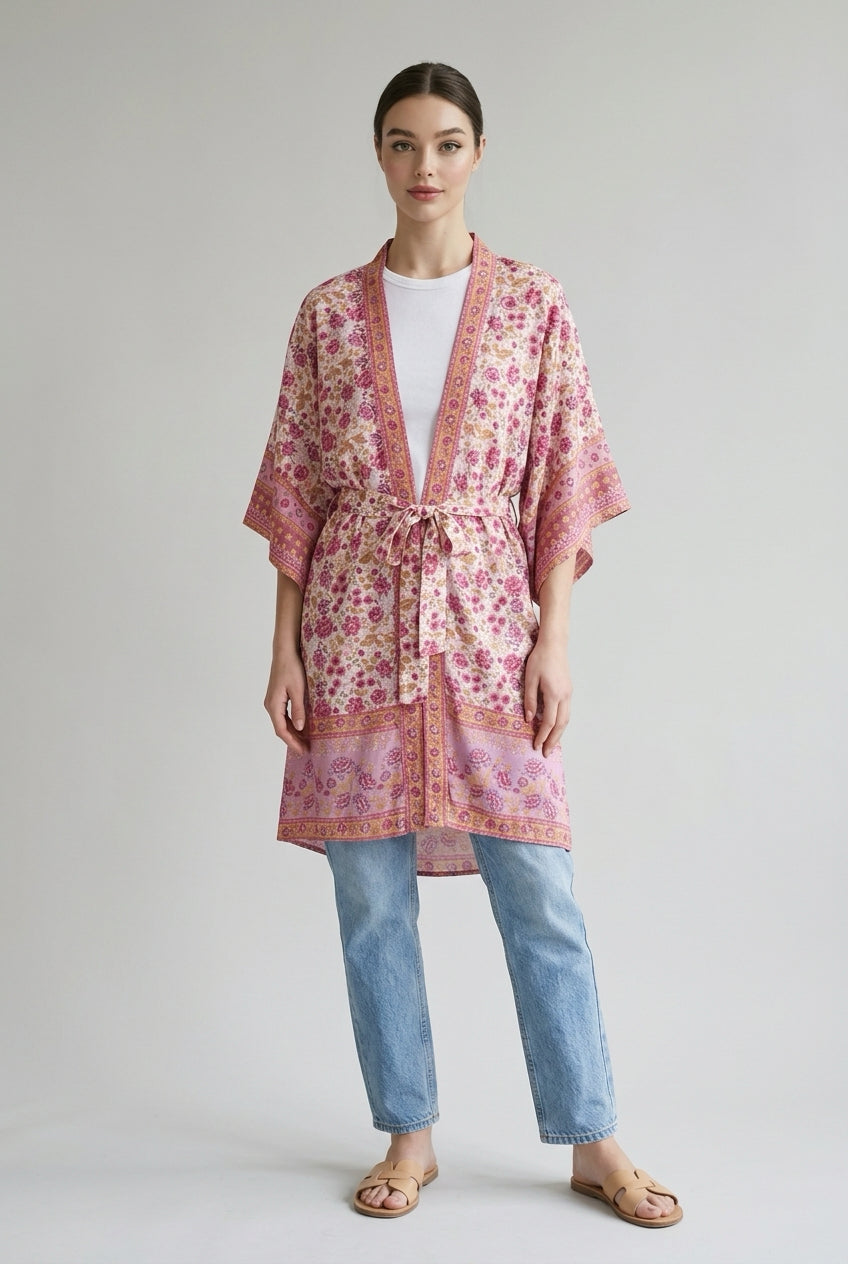 Kimono BOHO primavera mídi