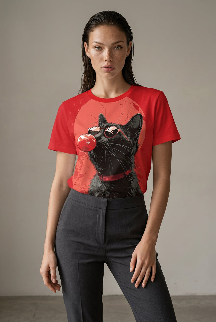 Camiseta cat vermelha e variações