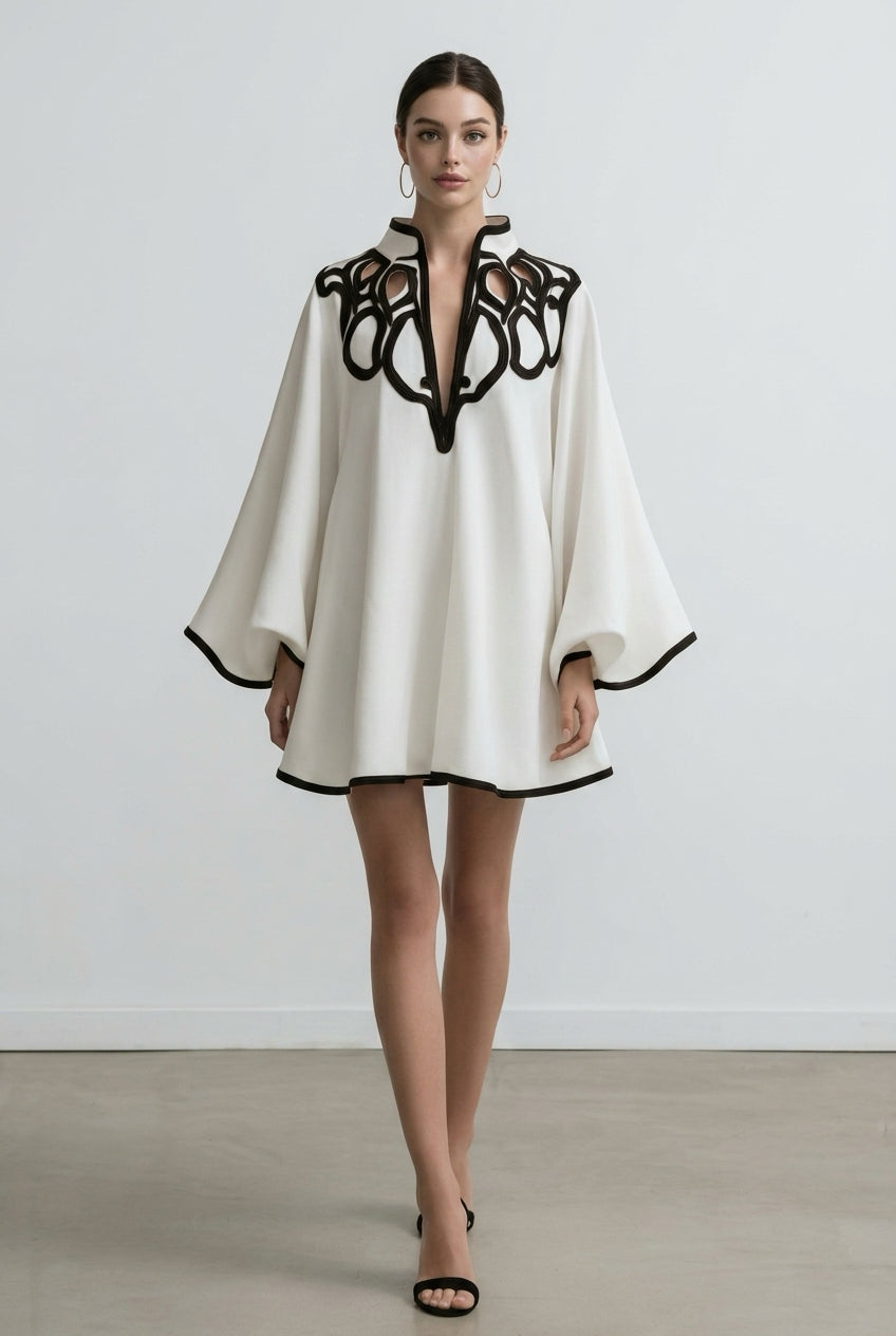 Vestido mini anos 70 branco