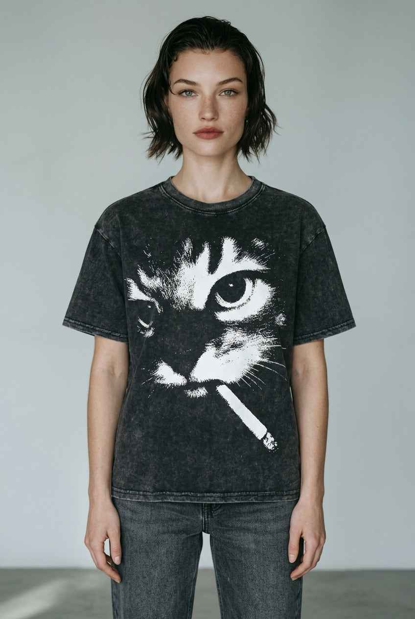 Camiseta cat smoke