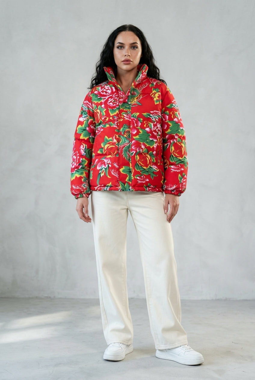 Jaqueta Parka flores