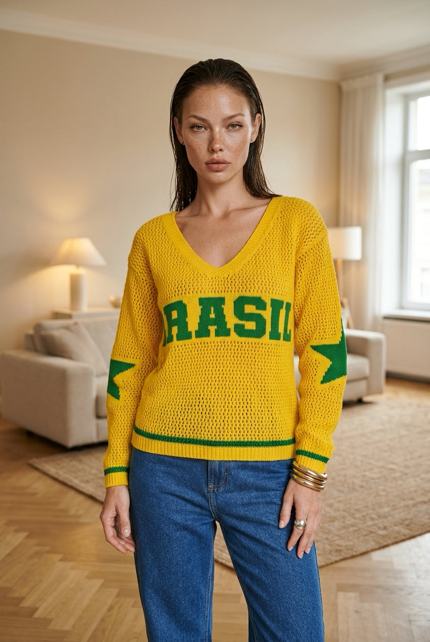 Blusa manga tricô Brasil