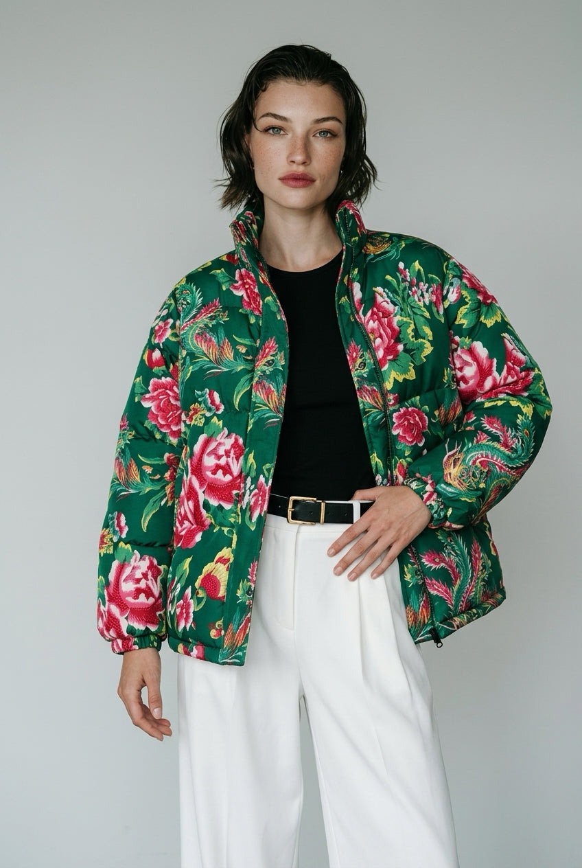 Jaqueta Parka flores