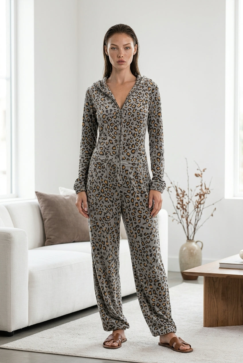 Macacão de Veludo leopardo