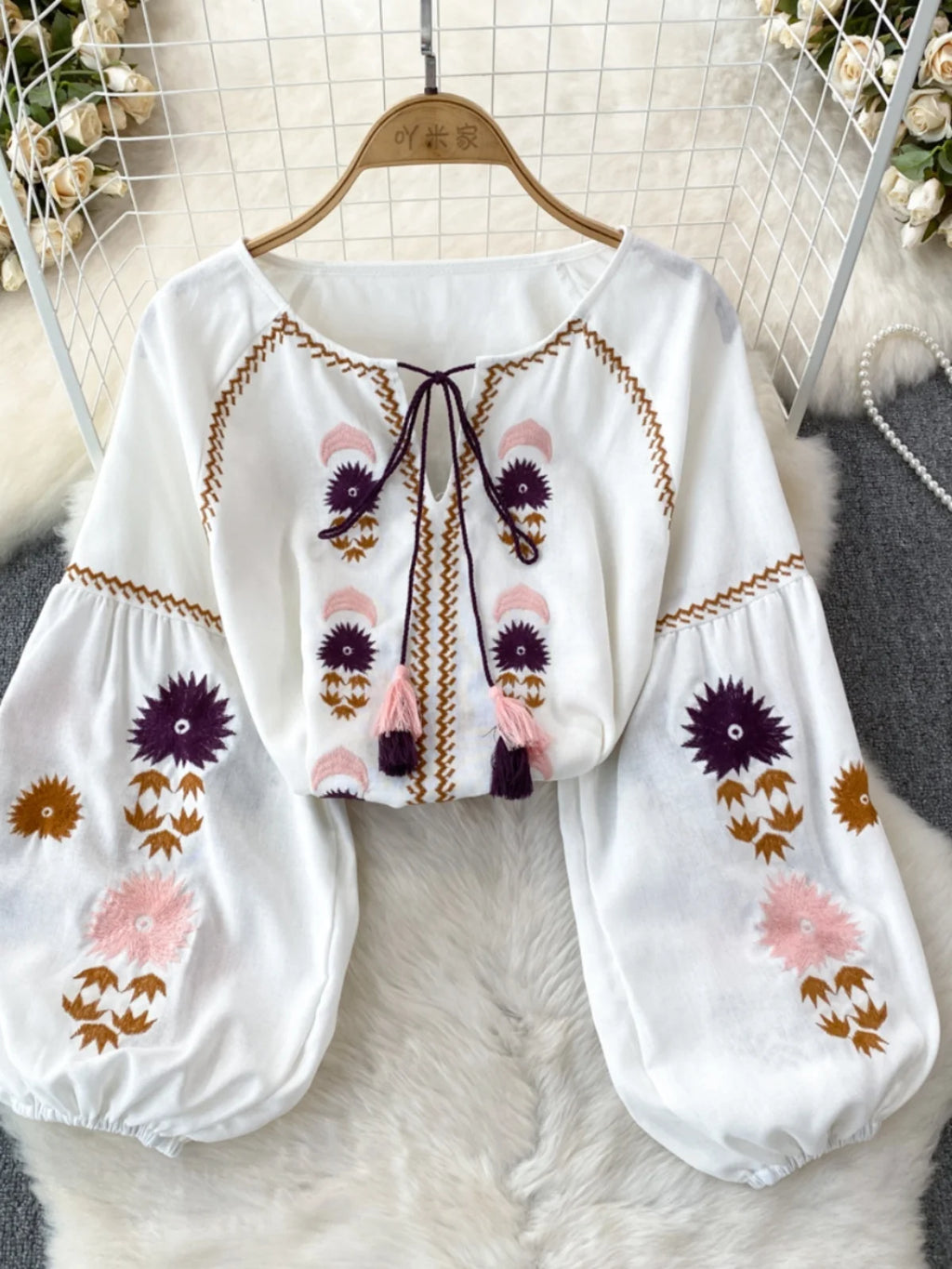 Bata estilo Boho bordada