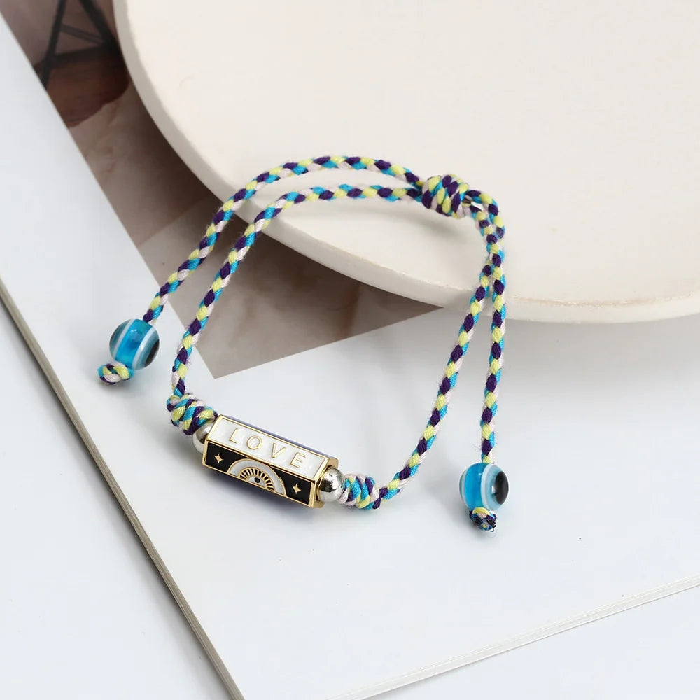Pulseira olho grego corda trançada