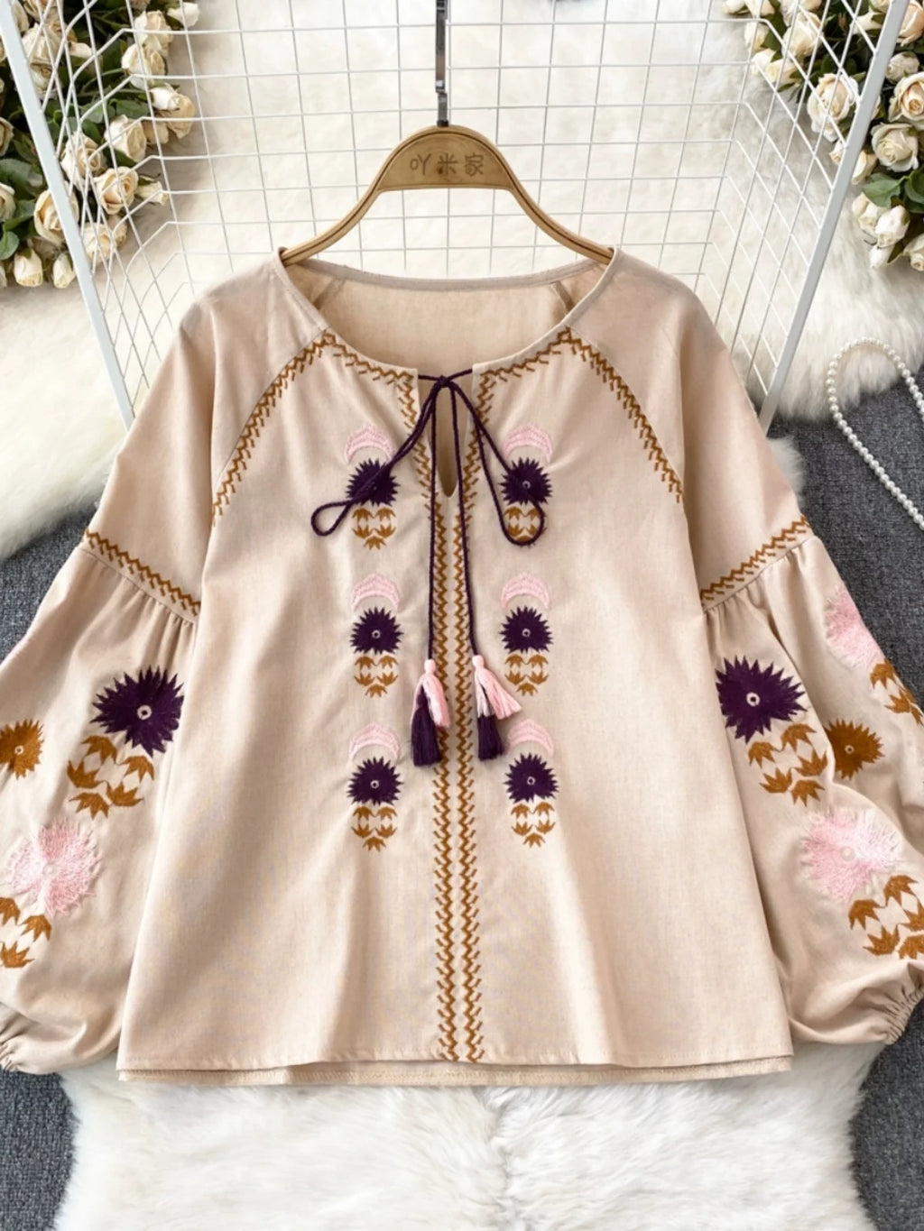 Bata estilo Boho bordada