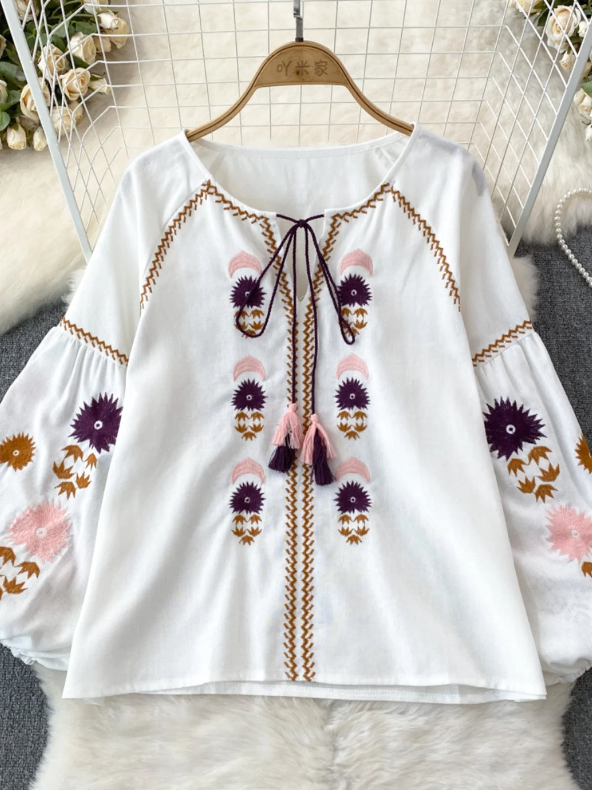 Bata estilo Boho bordada