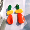 Nova moda verde laranja acrílico brincos para mulheres geométrica irregular oval resina longo balançar brincos jóias atacado