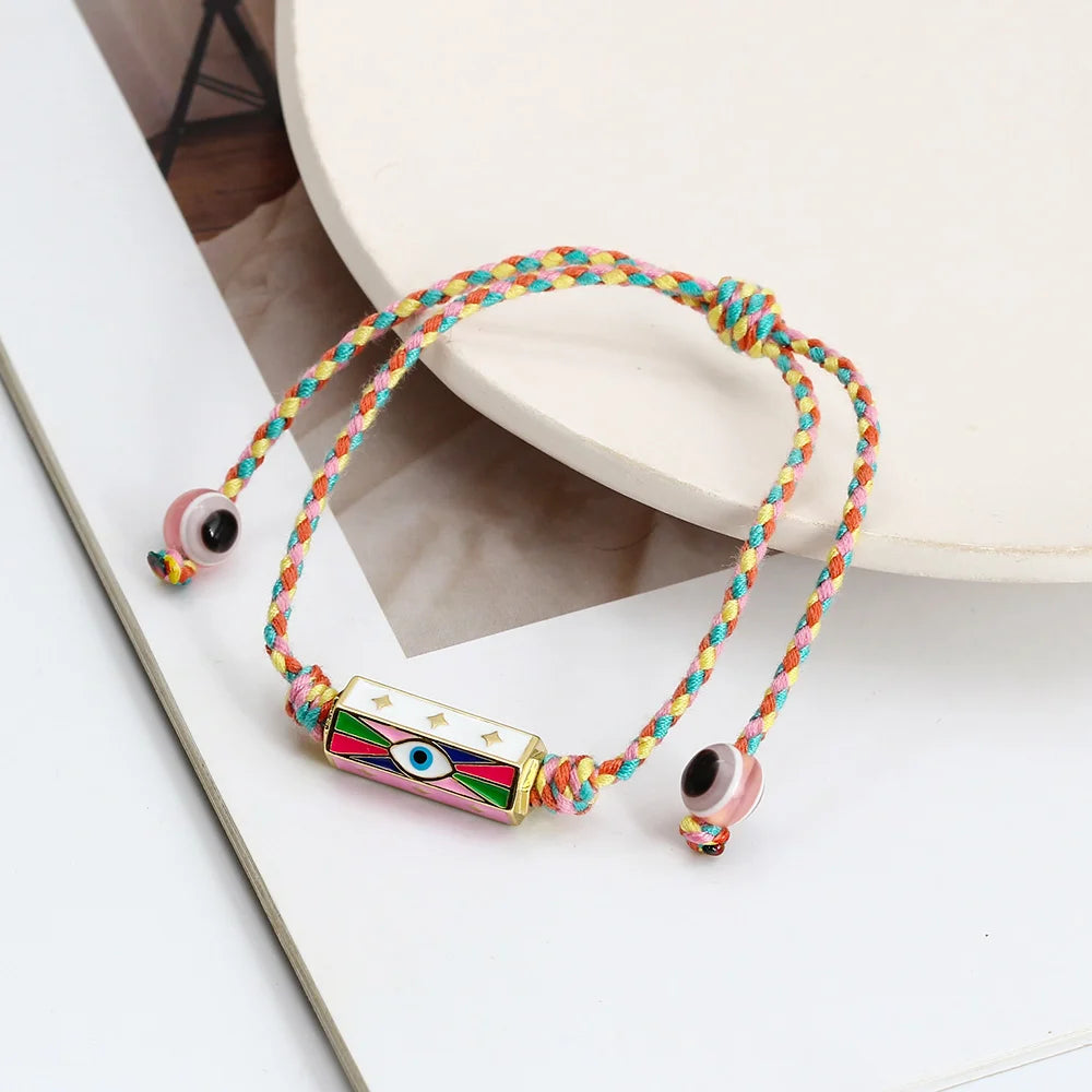 Pulseira olho grego corda trançada