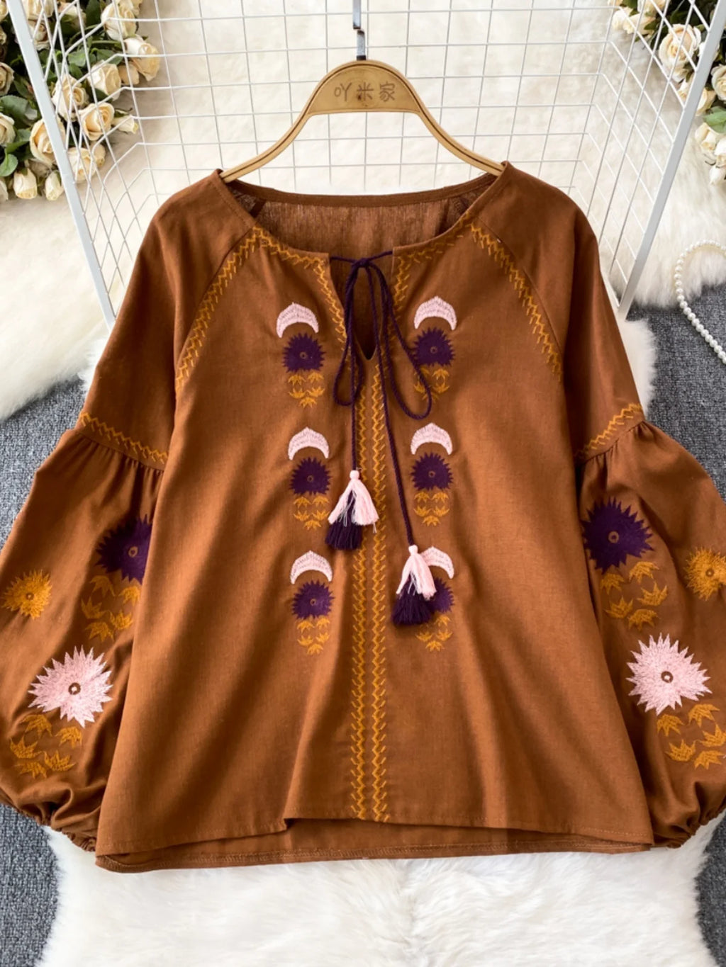 Bata estilo Boho bordada