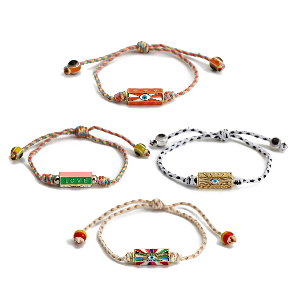 Pulseira olho grego corda trançada