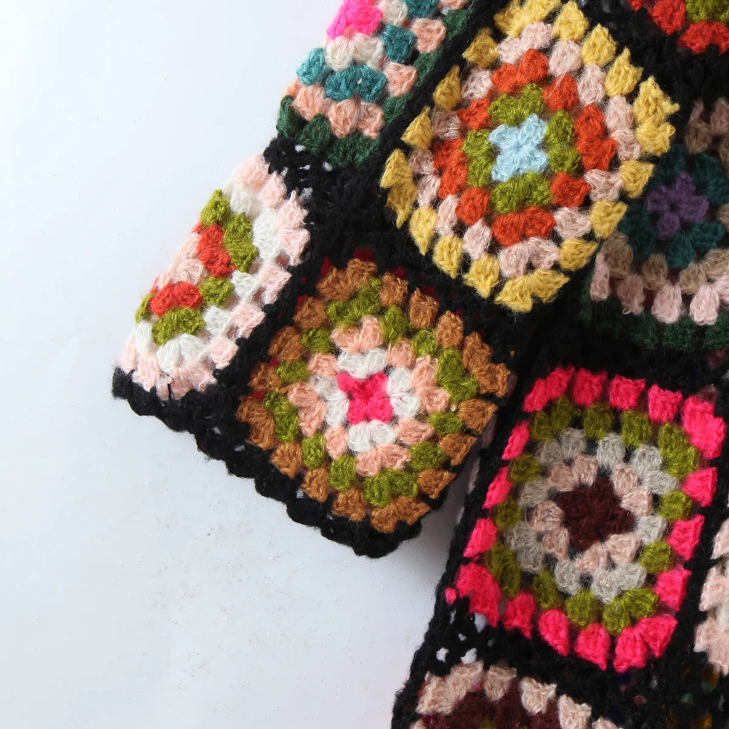 Cardigan crochê flowers TAM único