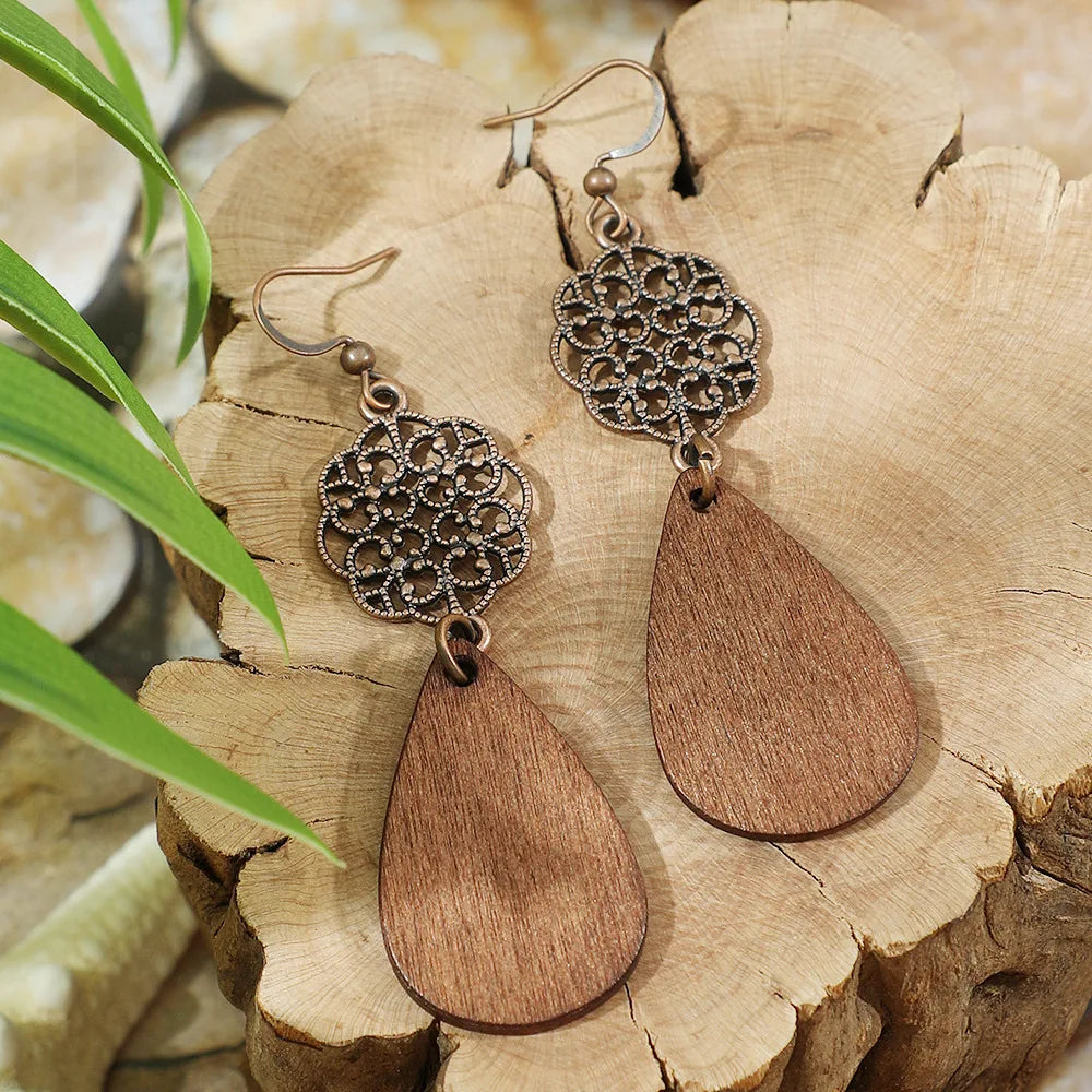 Brinco de gota geométrico boho vintage, borla étnica, contas azuis, flores, redondo, longo, pendurado, feminino, jhumka, joias indianas