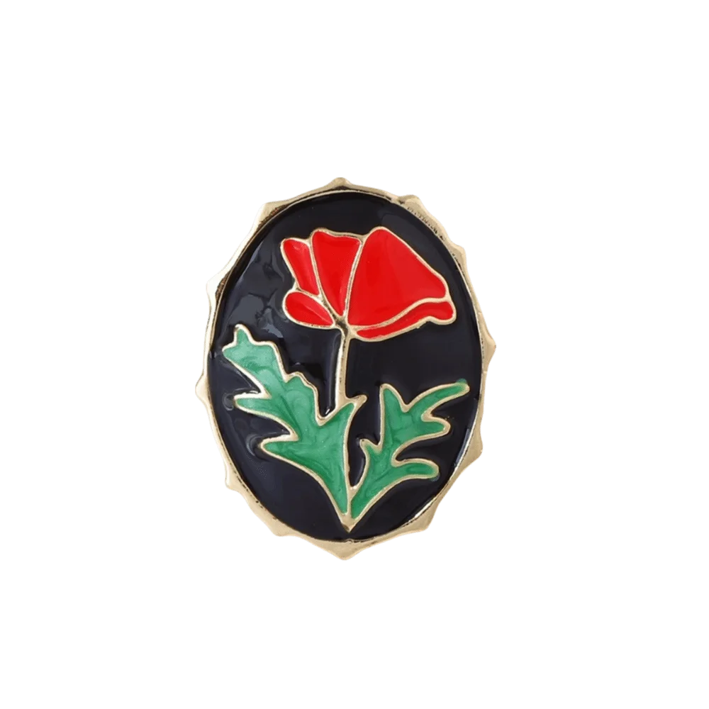 Anel de Metal Vintage Geométrico em Liga de Zinco com Estampa de Romã e Flor Esmaltada, Estilo Étnico, Formato Irregular e Redondo, em Formato de Coração