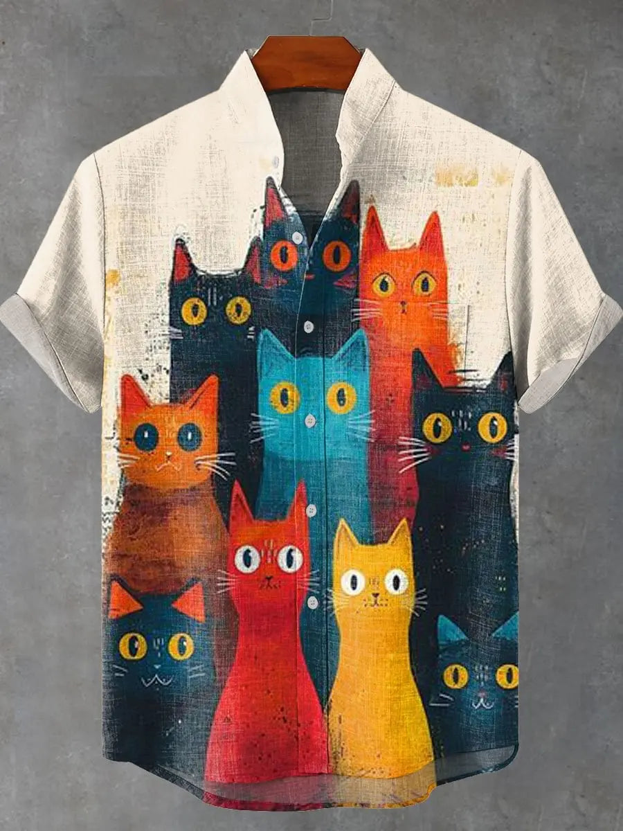 Camisas linho unissex gatinhos