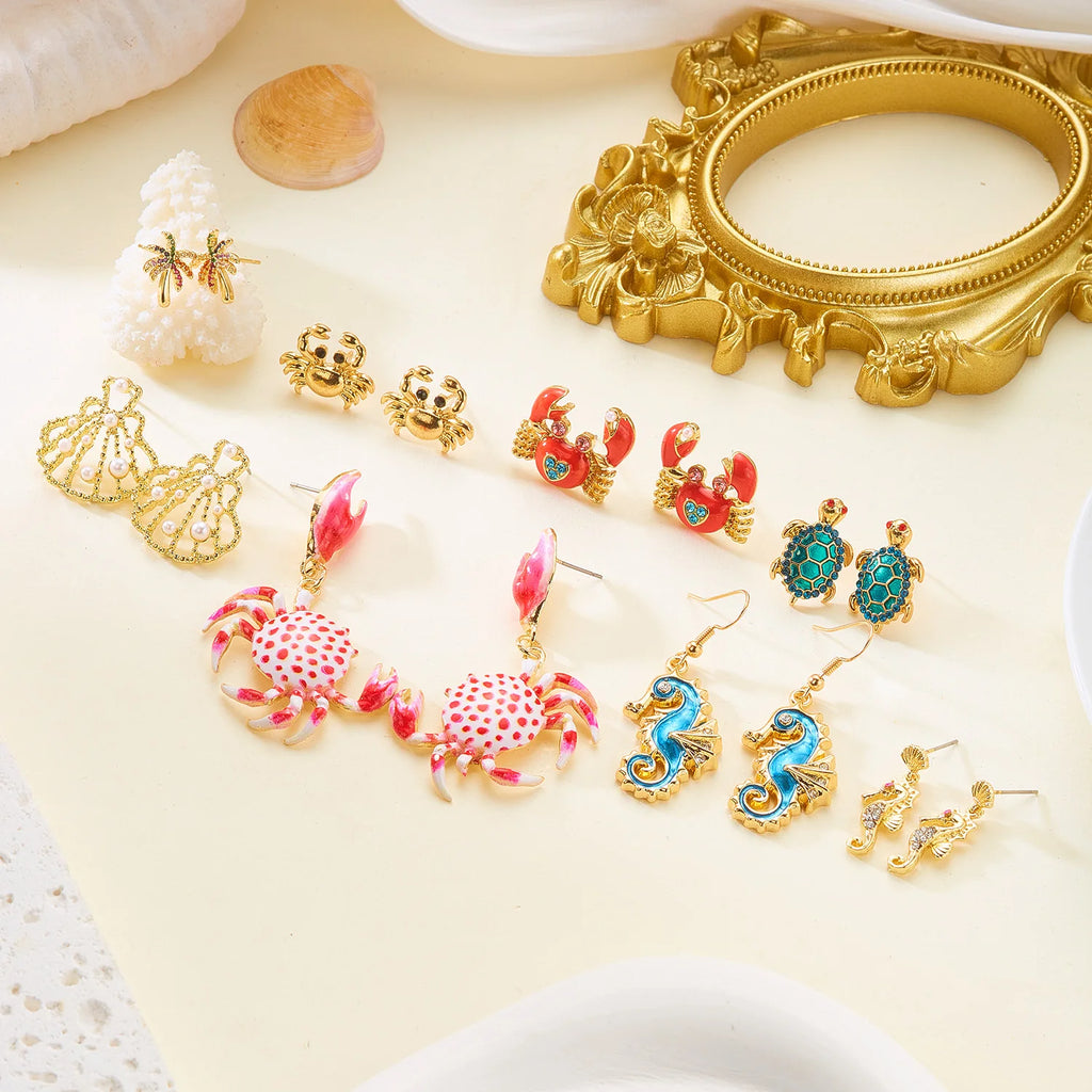Brincos Pequenos Simples em Forma de Coração para Mulheres, Criativos, em Cor Dourada, com Esmalte, Estilo Bohemia, Joias de Verão para Férias na Praia