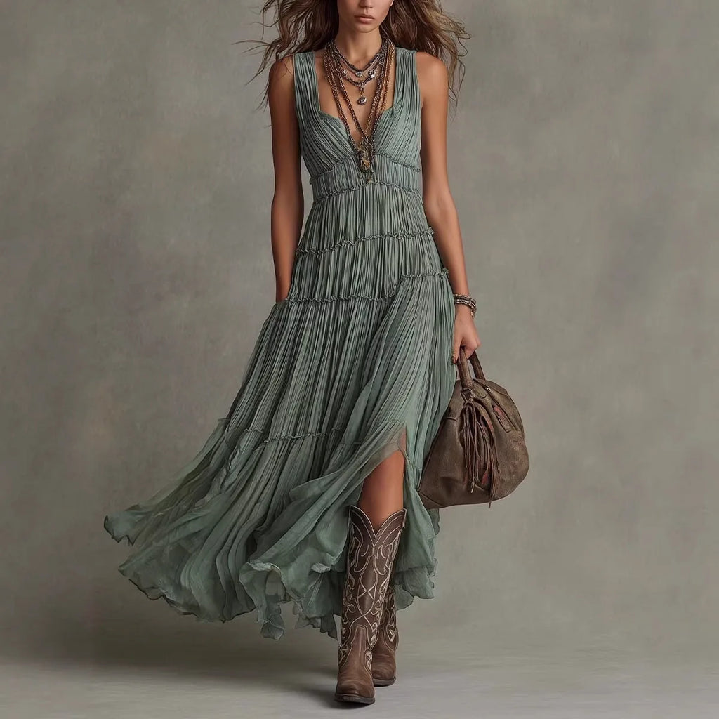 Vestido Maxi Verde Boho