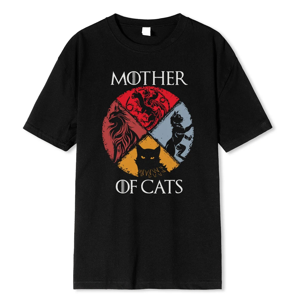 Gato família mãe de gatos impressão masculina t camisas qualidade tshirt verão casual algodão topos hip hop respirável camiseta roupas homem