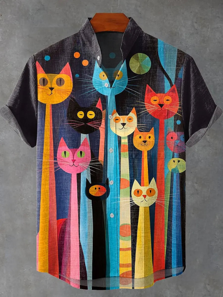Camisas linho unissex gatinhos