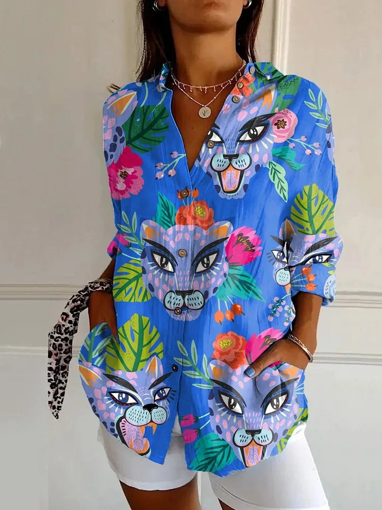 Camisa estampas tigre azul