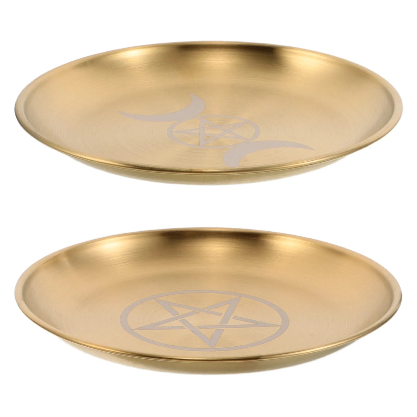 2 Peças Bandeja de Rituais e Ofertas para Altar com Pentagrama, em Aço Inoxidável, Organizador de Joias, Decoração para Cerimônias Místicas e Defumação
