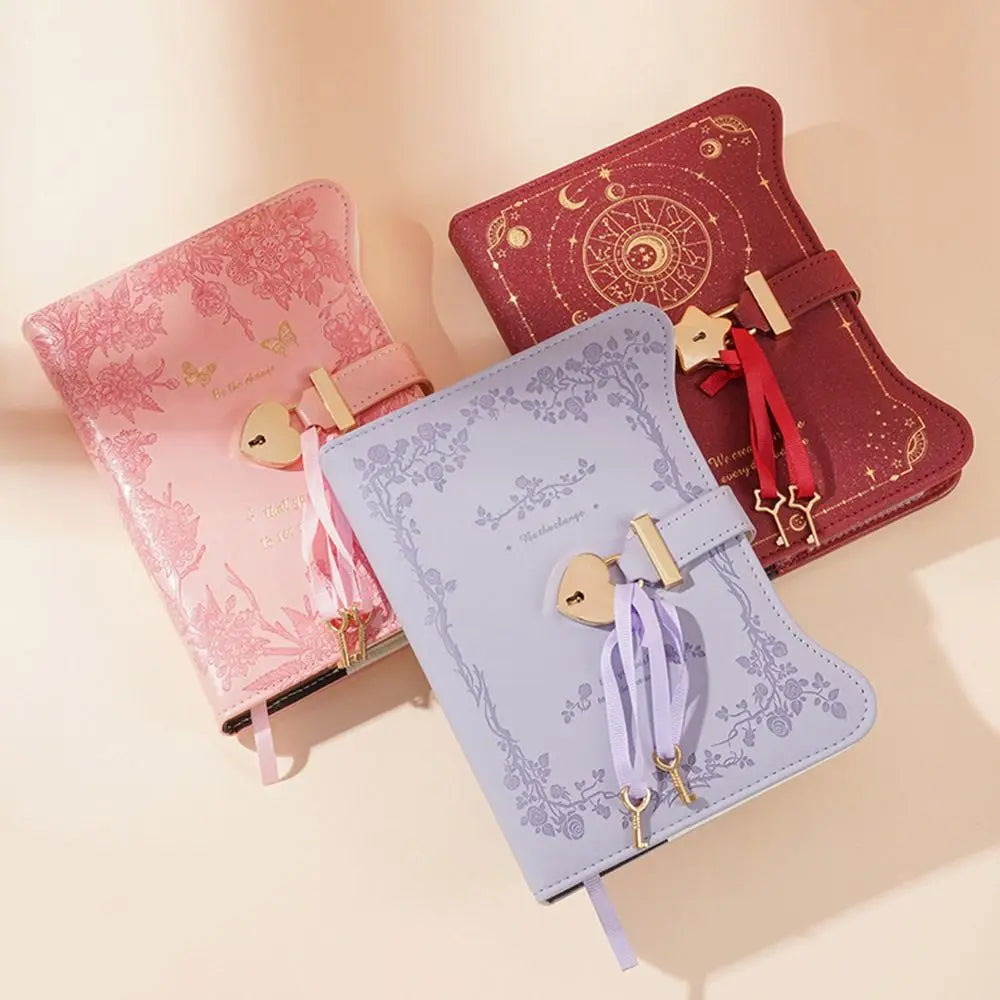 Simples com chaves de bloqueio de amor diário caderno 360 páginas tamanho b6 bloco de notas bonito couro do plutônio material de escritório escolar