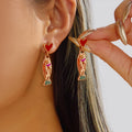 Brincos Pequenos Simples em Forma de Coração para Mulheres, Criativos, em Cor Dourada, com Esmalte, Estilo Bohemia, Joias de Verão para Férias na Praia