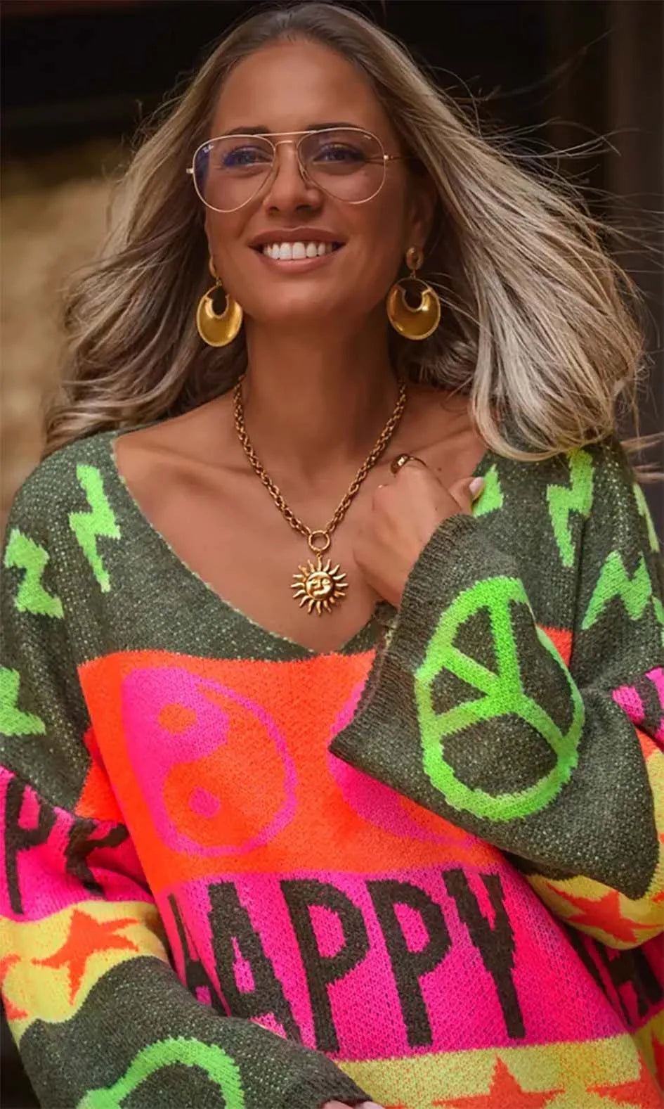 Suéter feminino colorido