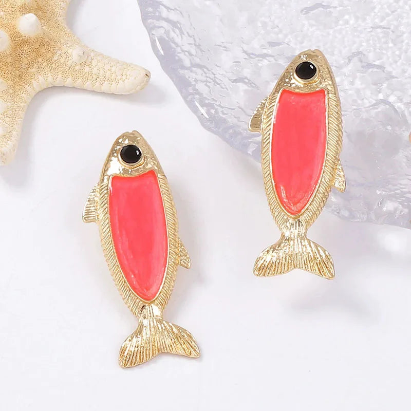 Brincos de peixe com design exclusivo para mulheres, boêmio, vintage, viagem diária, acessórios para banquetes, presentes de aniversário