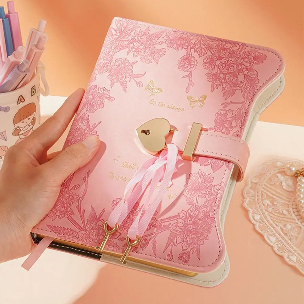 Simples com chaves de bloqueio de amor diário caderno 360 páginas tamanho b6 bloco de notas bonito couro do plutônio material de escritório escolar