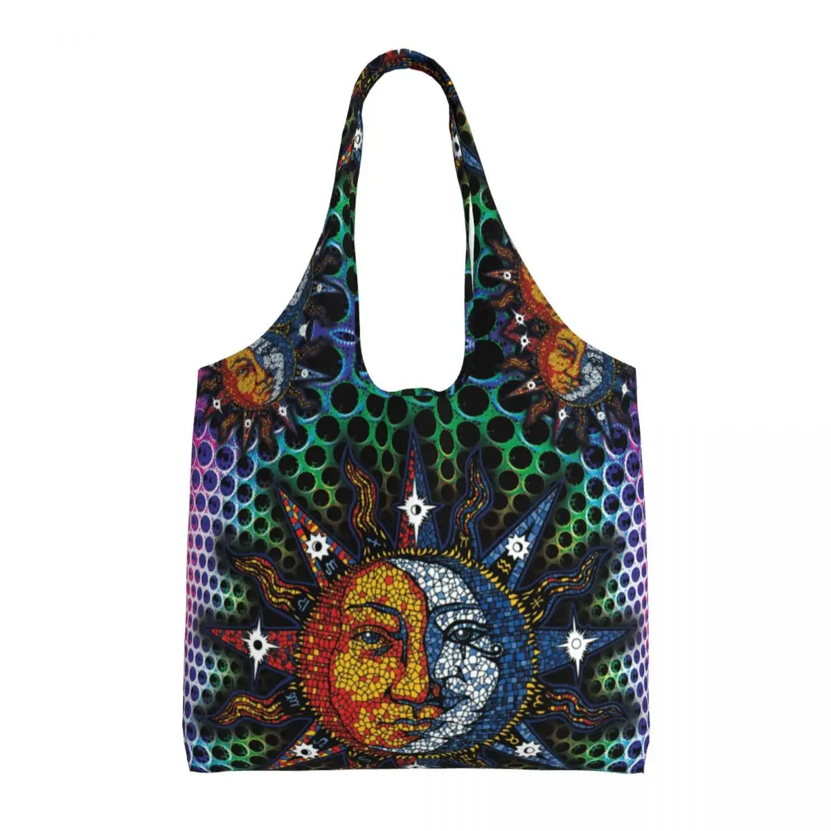 Lua Ouro Vintage e Estrelas Tote Saco De Compras, Impressão Kawaii Personalizado, Bolsa De Ombro Shopper Reutilizável Canvas