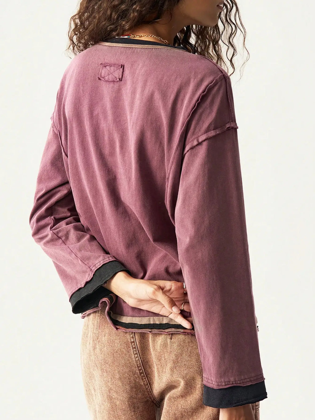 Moletom Vintage com Estampa de Símbolo da Paz, Manga Longa, Ajuste Solto, Top Casual para Outono e Inverno Feminino