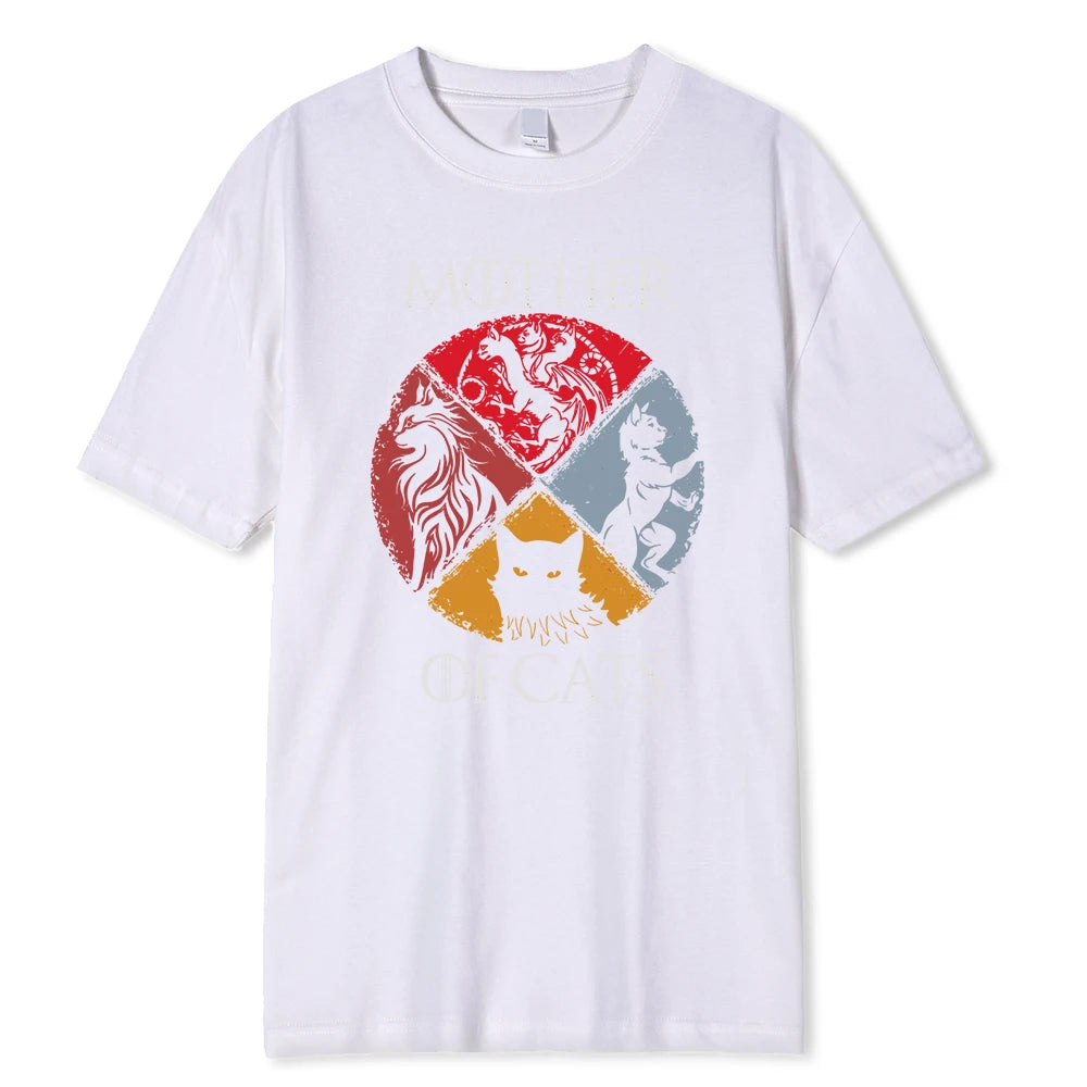 Gato família mãe de gatos impressão masculina t camisas qualidade tshirt verão casual algodão topos hip hop respirável camiseta roupas homem