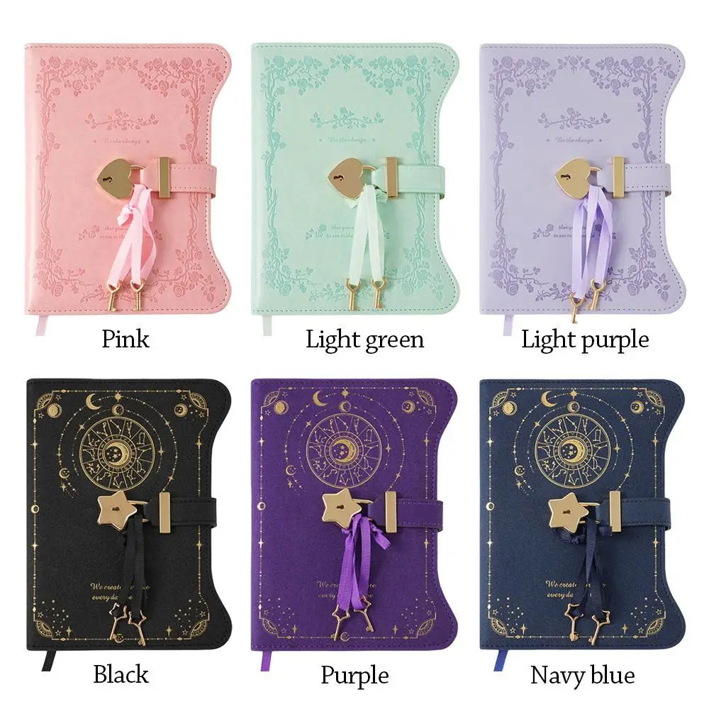 Simples com chaves de bloqueio de amor diário caderno 360 páginas tamanho b6 bloco de notas bonito couro do plutônio material de escritório escolar