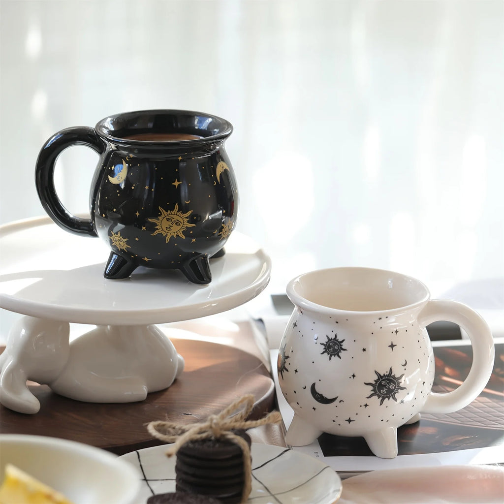 350ml/11.8oz sol lua estrelas caneca de café adivinhação fermentação em forma de xícara de café cerâmica presentes do feriado de natal presentes do dia dos namorados