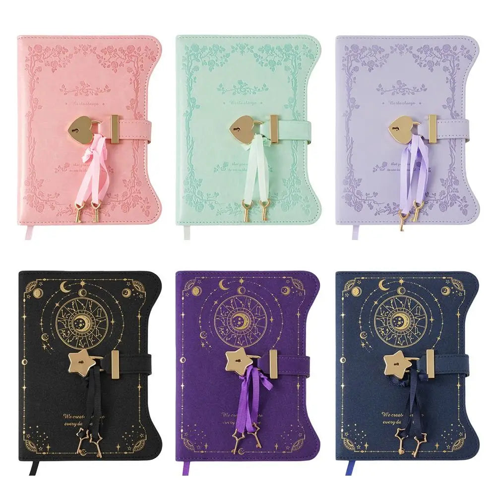 Simples com chaves de bloqueio de amor diário caderno 360 páginas tamanho b6 bloco de notas bonito couro do plutônio material de escritório escolar