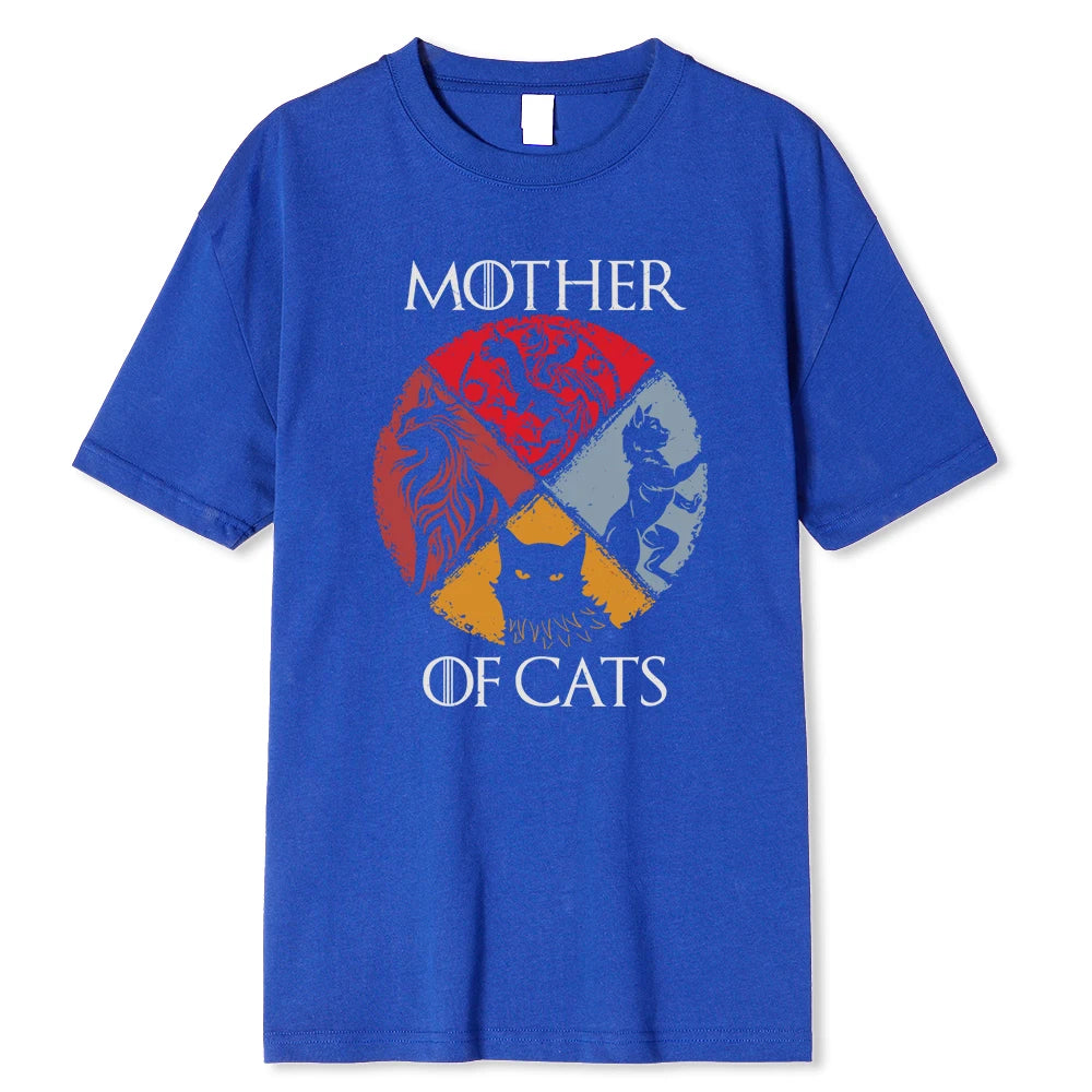 Gato família mãe de gatos impressão masculina t camisas qualidade tshirt verão casual algodão topos hip hop respirável camiseta roupas homem