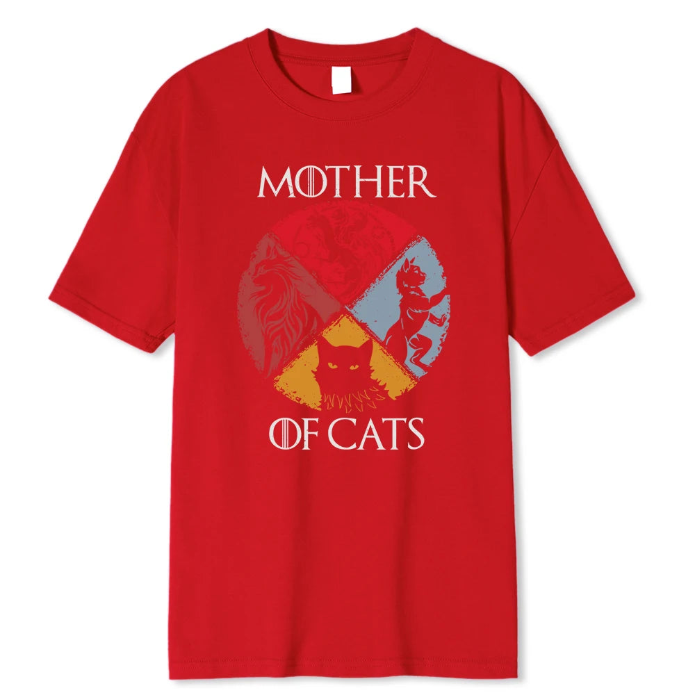 Gato família mãe de gatos impressão masculina t camisas qualidade tshirt verão casual algodão topos hip hop respirável camiseta roupas homem