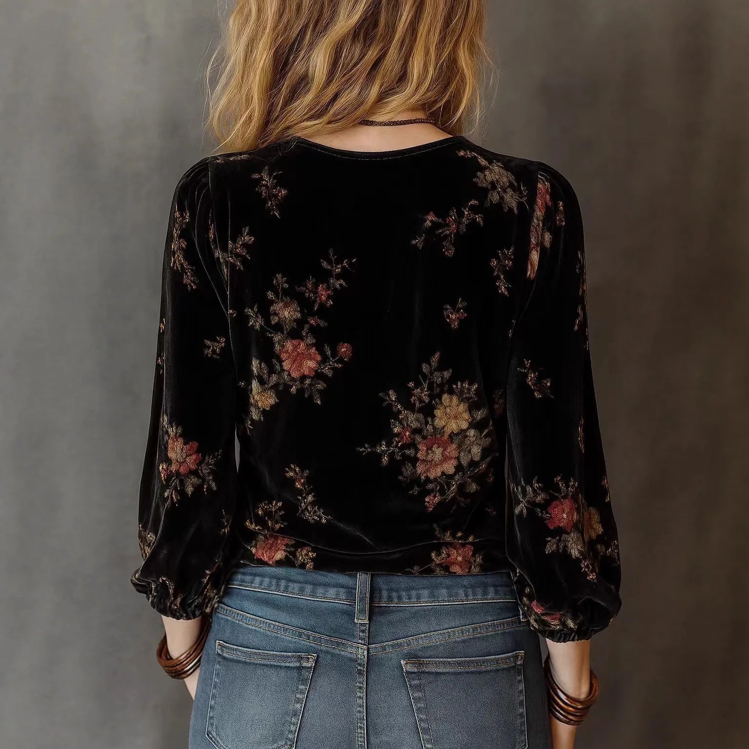 Camisa veludo flower