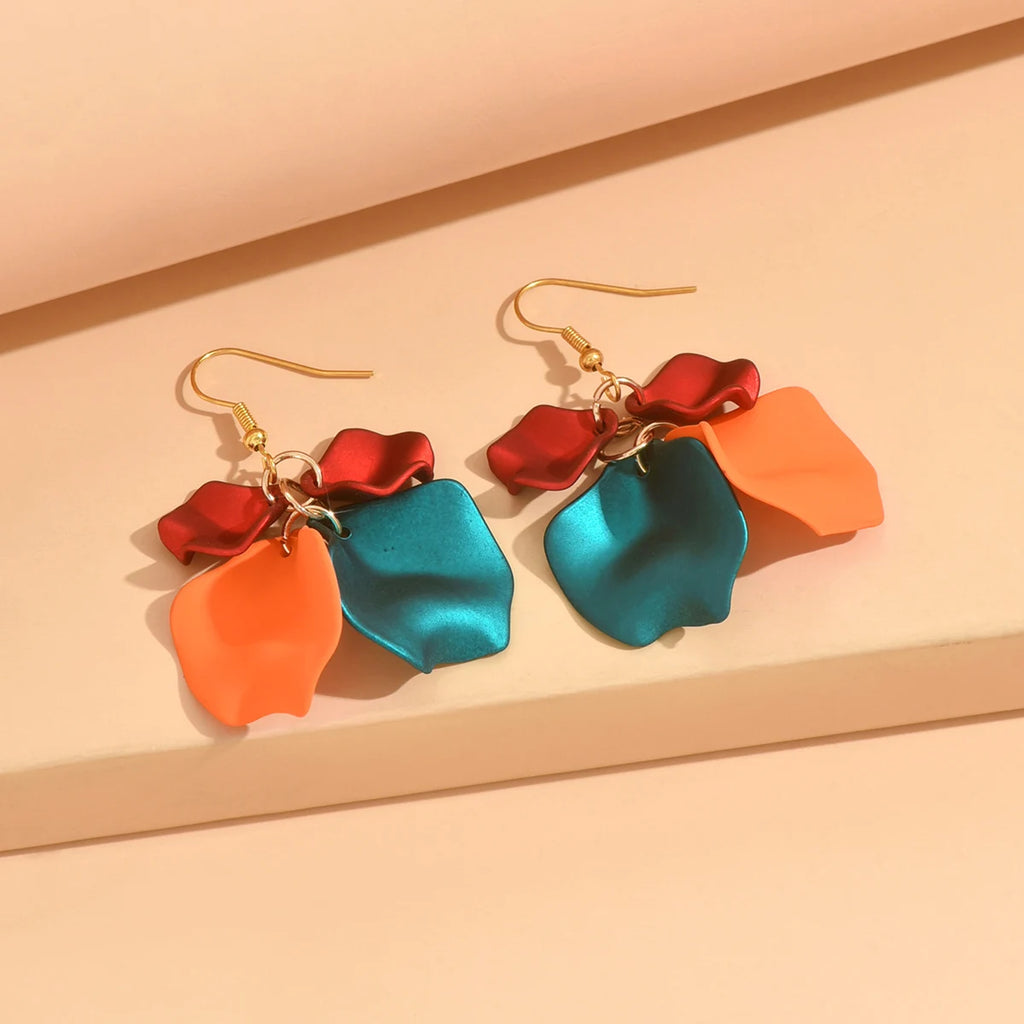 Pétalas longas borla balançar brincos para mulheres romântico doce multicolorido acrílico luxo festa de casamento moda jóias acessórios