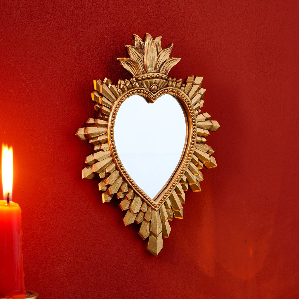 1 peça, pingente decorativo de coração sagrado de chama de material de resina dourada e preta, adequado para decoração de parede religiosa