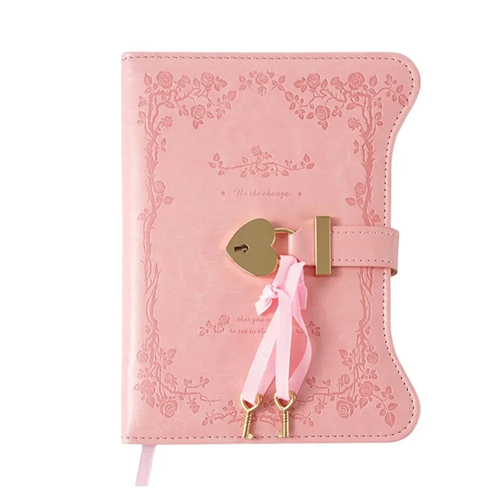 Simples com chaves de bloqueio de amor diário caderno 360 páginas tamanho b6 bloco de notas bonito couro do plutônio material de escritório escolar